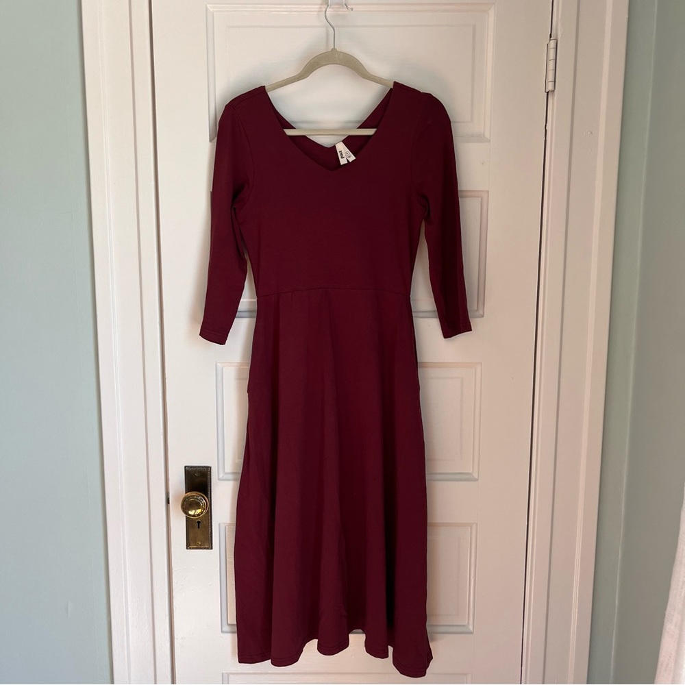 Pact Burgundy Long Sleeve Dress